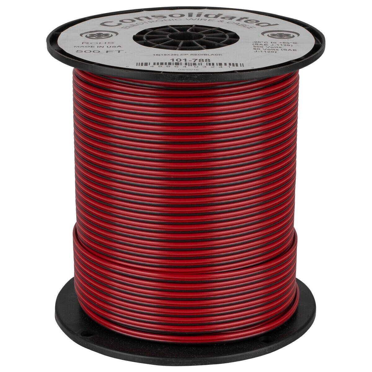 Consolidated 16 AWG 2conductor Power Speaker Wire 500 ft. (Red/Black)